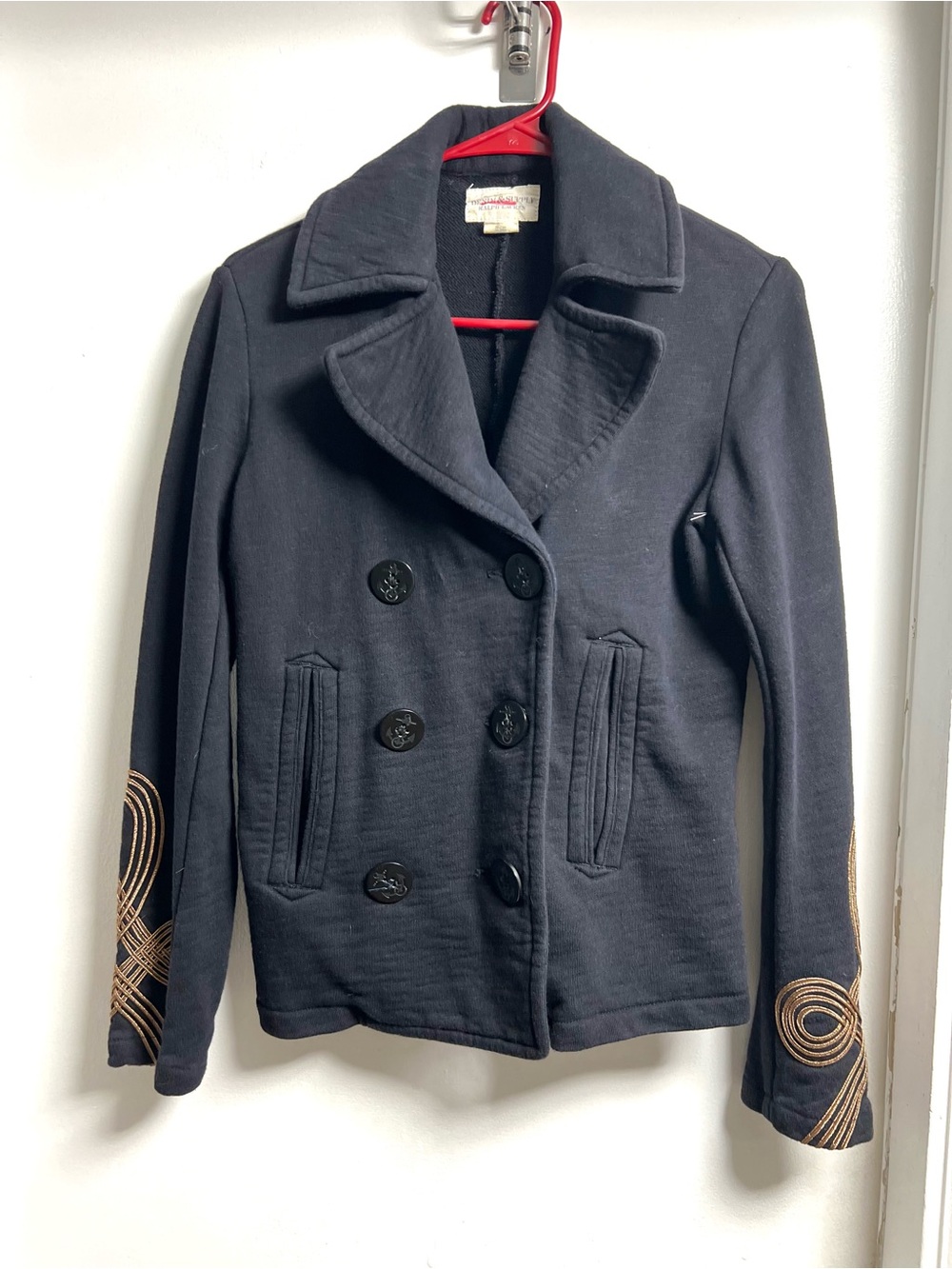 Denim & Supply Ralph Lauren 100% Cotton Black Peacoat Style Blazer